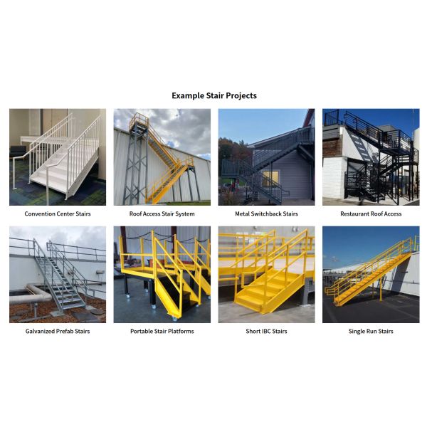 Prefabricated Metal Stairs Heavy Duty Steel Structure Galvanized Steel Structures