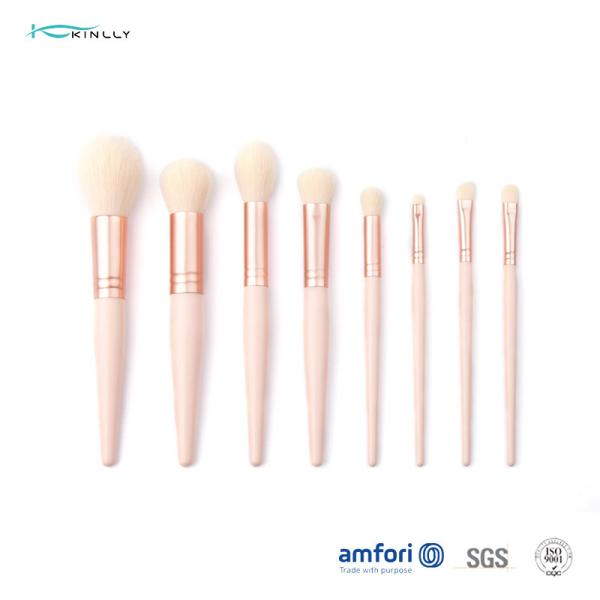 Quality Wooden Handle 8pcs Travel Makeup Brush Set Premium Synthetic Hair for sale