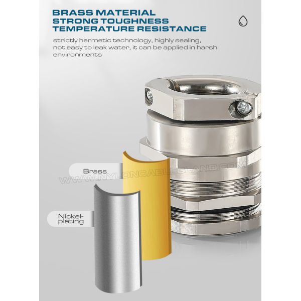 EMC (RFI) Cable Glands Metric and PG Nickel-Plated Brass IP68 with Additional Strain Relief Clamp
