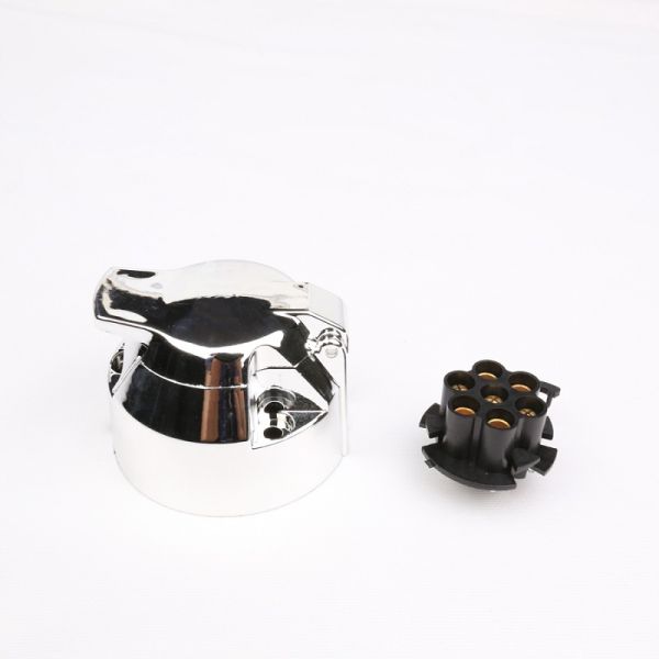 Chrome Plated Trailer Plug Socket 12v N Type 7 Pole Chrome Connector