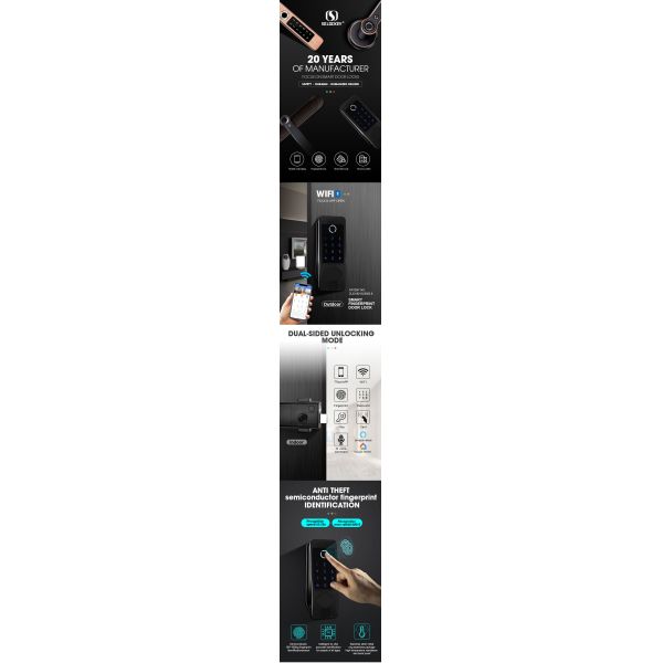 Hotel Waterproof Biometric Code Digital Sliding Door Lock