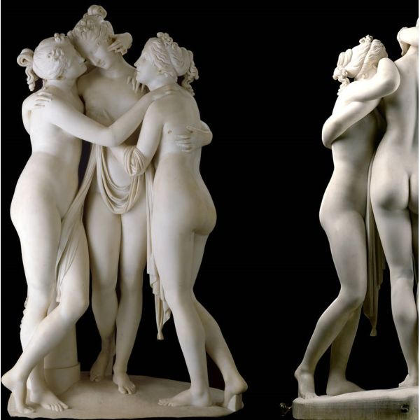 Art Stone carving three grace lady marble statues for museum,stone carving supplier