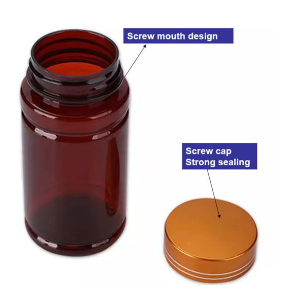 100ml 150ml 200ml Amber Plastic Pill Bottles With Cap Transparent