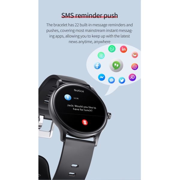 Call Alert BLE Smart Heart Rate Bracelet G Sensor Chip Message Push 160mah