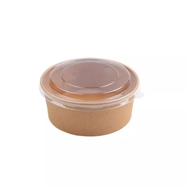 Sustainable 1000ML 32OZ Take Away Paper Container Salad Bowls Disposable Kraft Paper Round Bowl