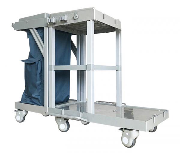 Quality Gray Continental Janitor Cart With Vinyl Zippered Bag for sale