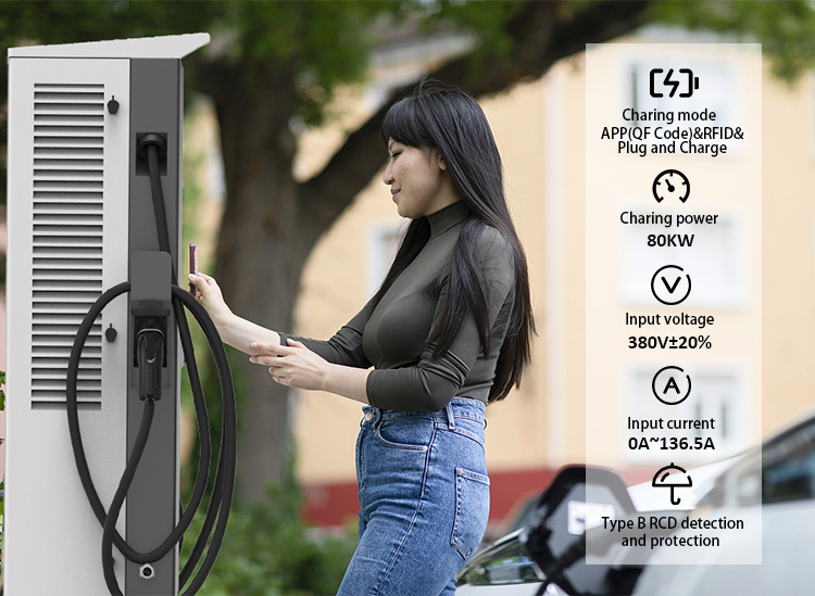 Floor-standing Installation Method Commercial DC EV Charging Station with 80kW Power