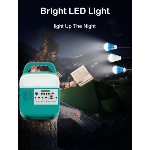 Mini Power Solar Home Lighting System 6000mah For Indoor Kit Inverter Off Grid