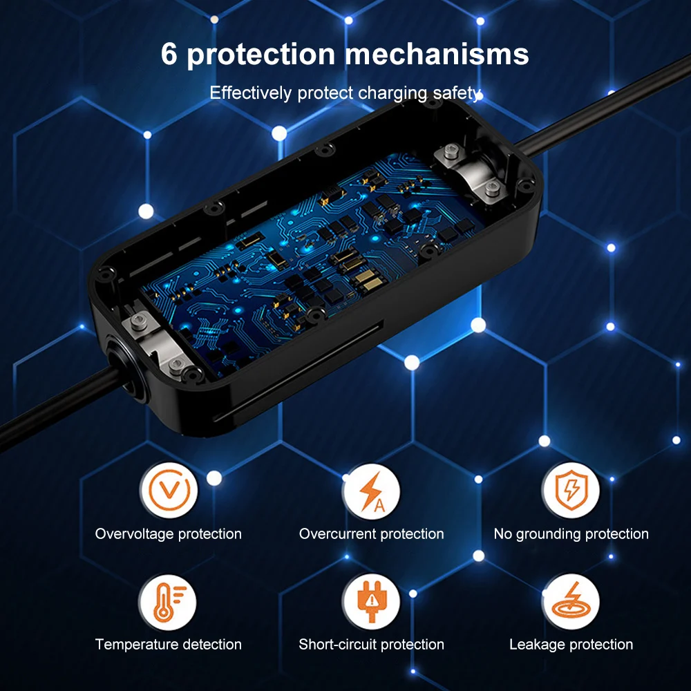 3.6KW 16A Type 2 EV Charger Portable Single Phase Electric Car Charger With LCD Screen