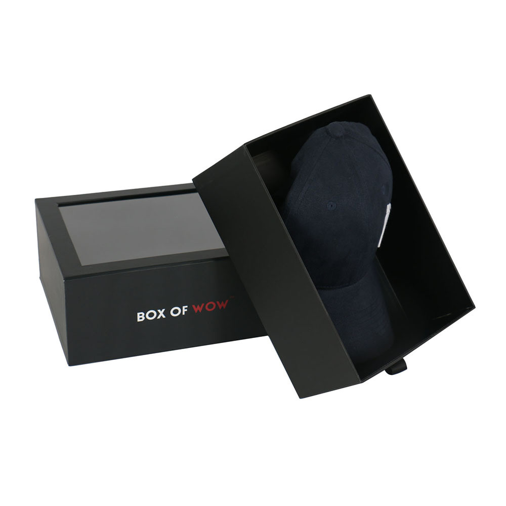 Luxury Hard Cardboard Pull Out Sliding Drawer Custom Hat Boxes Packaging With Clear Window