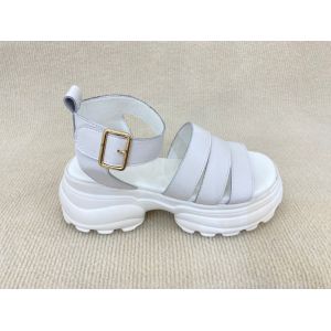 Heightening White Platform Sandals With Line Belt For Beach Open Toe