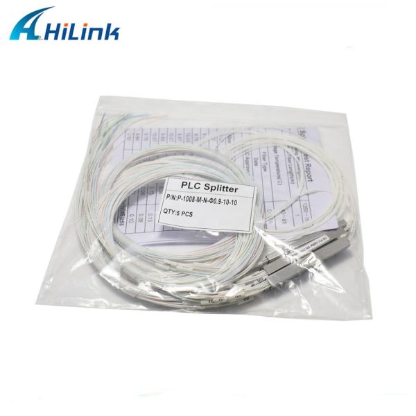 Optical PLC Splitter WDM Solution 1x8 Steel Tube Type 0.9mm Without Connector