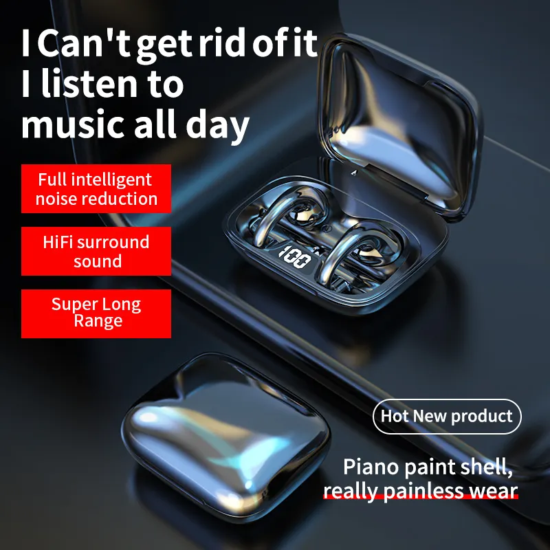 ABS TWS Wireless Bluetooth Earphones Bone Conduction Clip on Ear