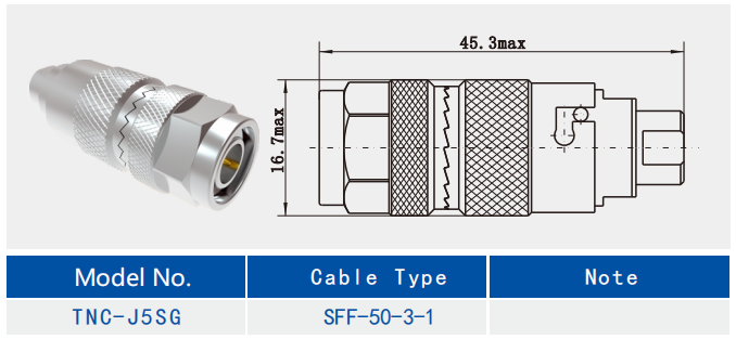 Bass Straight Design TNC Type Male Stainless Steel RF Coaxial Connector for SFF-50-3-1 Cable