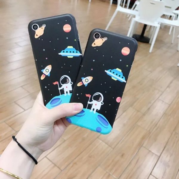 Soft TPU IMD Made The Astronaut & Planet Image Cell Phone Case Back Cover For iPhone 7 6s Plus