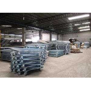 Moveable Foldable Wire Container , Steel Wire Cage With Galvanized Surface