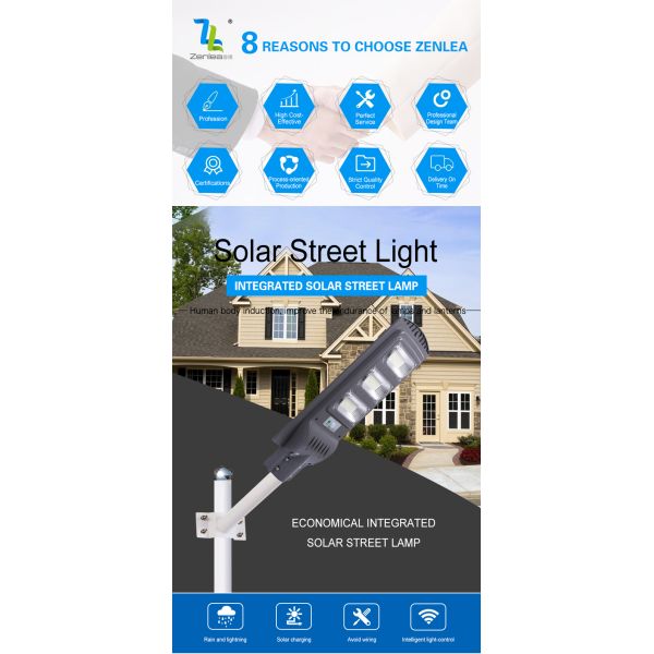 30w 60w 90w 120w LED Solar Powered Lights Integrated Motion Detector Street Lights