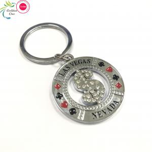 Buy cheap High Quality Custom Customized Promotion Gift Las Vegas Souvenir Cut Out Zinc Alloy Spinning Key Chain With Diamond product
