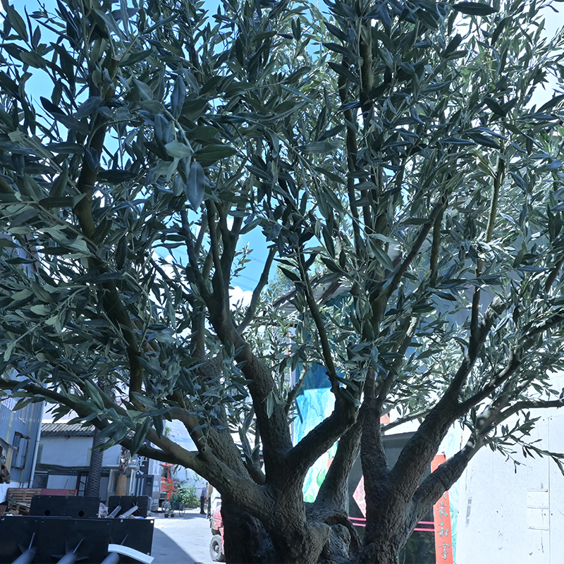 Large Fake Tree indoor olive trees artificial Faux Tree with Natural Wood Trunk and Realistic Leaves