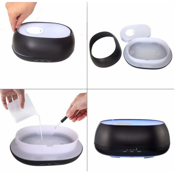 Wood Grain IR Remote Control 500ml Aroma Essential Oil Diffuser