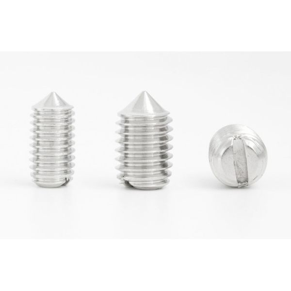 DIN553 Stainless Steel Cone-Point Slotted Drive Set Screws Slotted Cone-Point Headless Screws