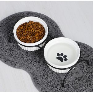 Buy cheap Ceramic Adjustable Elevated Cat Feeder Raised Food Dish product