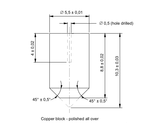 KingPo Flame Test Equipment Parts Solid Copper Block IEC 60695-11-4 Figure 1