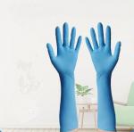 Buy cheap Household Extended Cuff Nitrile Exam Gloves Disposable 400mm Length product