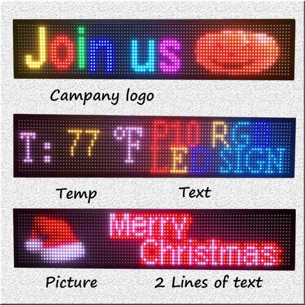P10 Outdoor Led Message Signs , 52x14inch Scrolling Led Car Sign