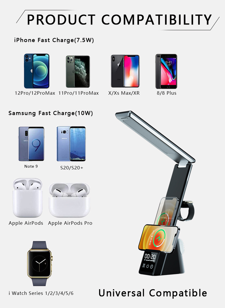 QI 15W Table Lamp Wireless Charger