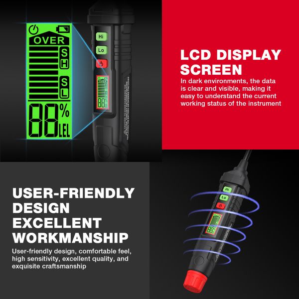 HT61L Upgraded Version Gas Leakage Detector with Digital Display Multi Functional Sound Alarm Gas Leakage Detector