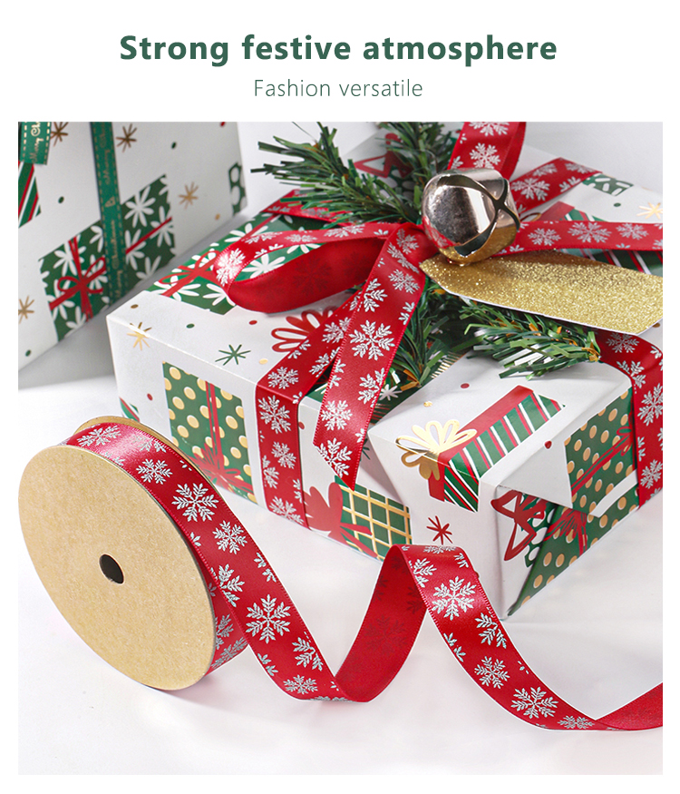 Custom gold foil printed gift polyester satin ribbon with logo