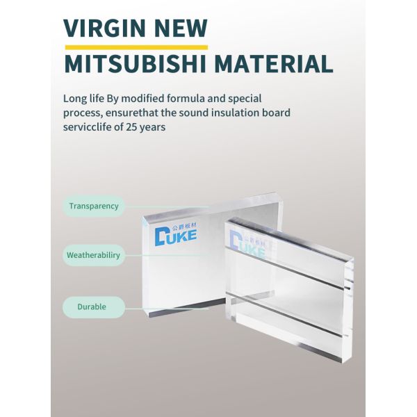 100% Virgin Misubishi MMA Cast Acrylic Sheet for Sound Barrier Fence in Sound Barrier Panel Type