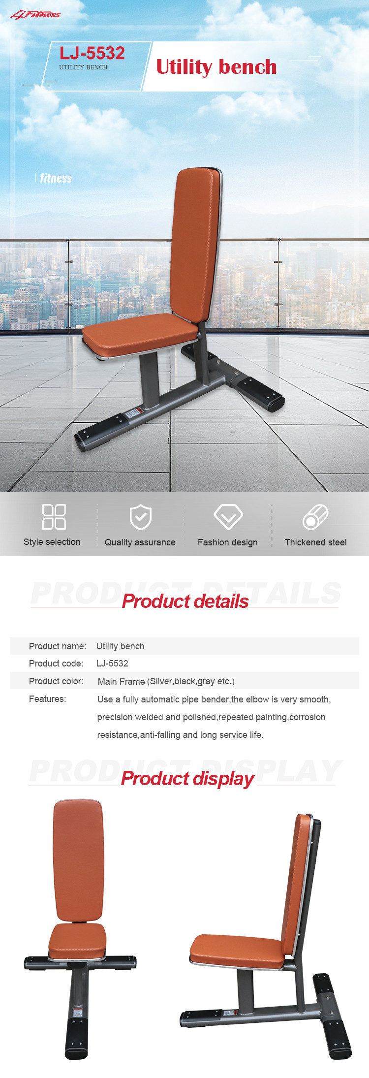 Indoor Commercial Gym Rack And Bench Utility Chair For Dumbbell Exercise