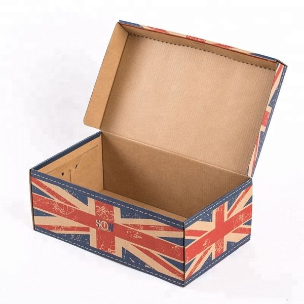 Custom Printing Folding Corrugated Shoe Boxes Rectangular Shape With Long Service Life