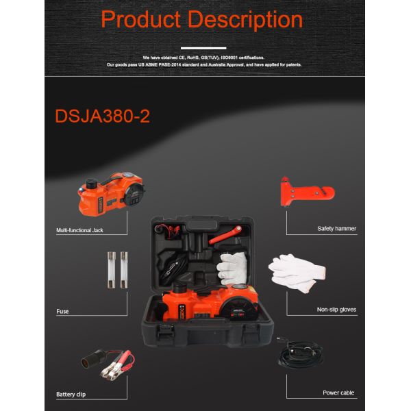 5T Portable Electric Car Jack With Digital Meter Double Cylinder Air Pump