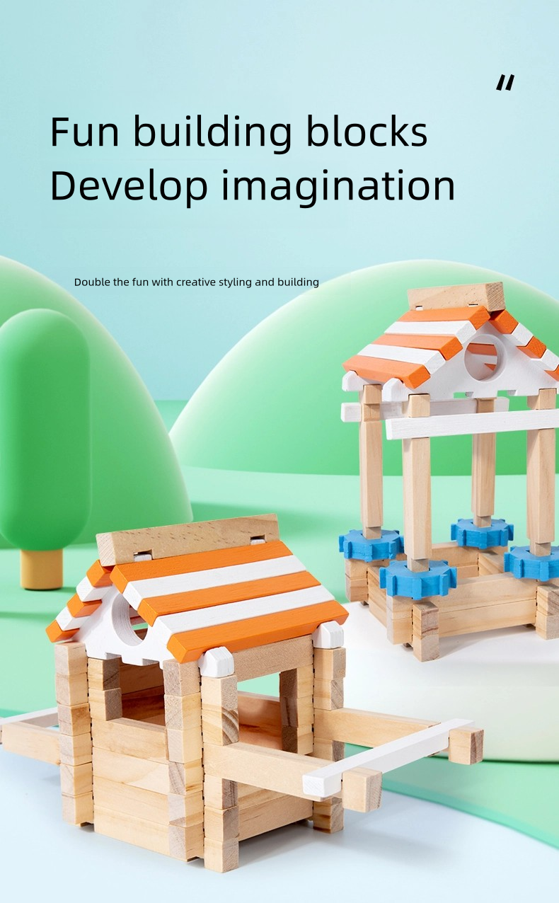Creative Wooden Colorful Building Blocks Game Early Education Enlightenment Building Toy Educational Engineering Training Toy