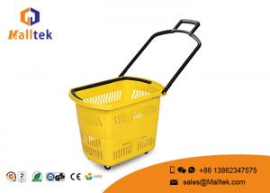 China Environmental Supermarket Shopping Basket Shopping Cart Basket With 4 Wheels on sale