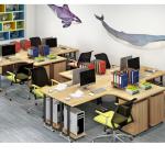 Wooden L Shape Office Workstation Desk With Lifting Function