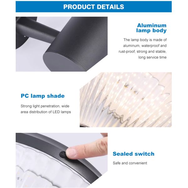 Modern Outdoor IP65 Garden Solar Wall Light Warm White LED Induction Wall Lamp