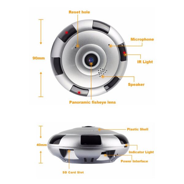 Night Vision 3D VR 360° Panoramic Video Surveillance Camera