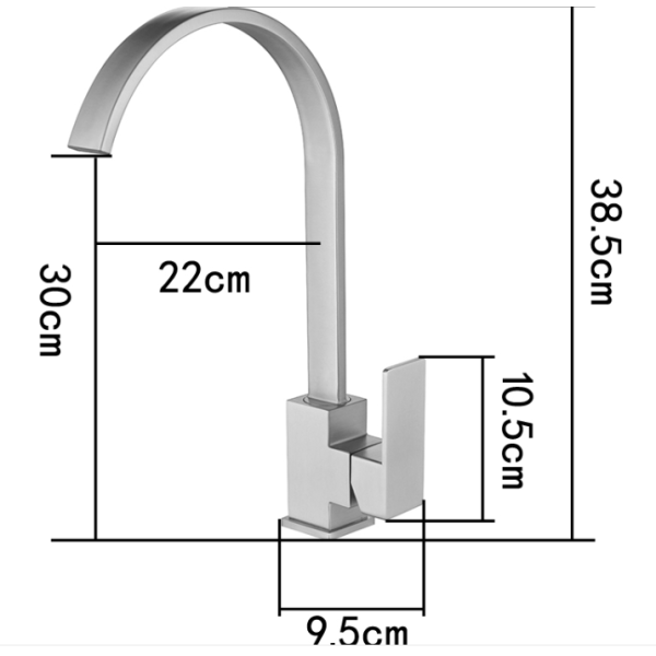 Square Seven Shaped Flat Tube ODM Kitchen Sink Faucets