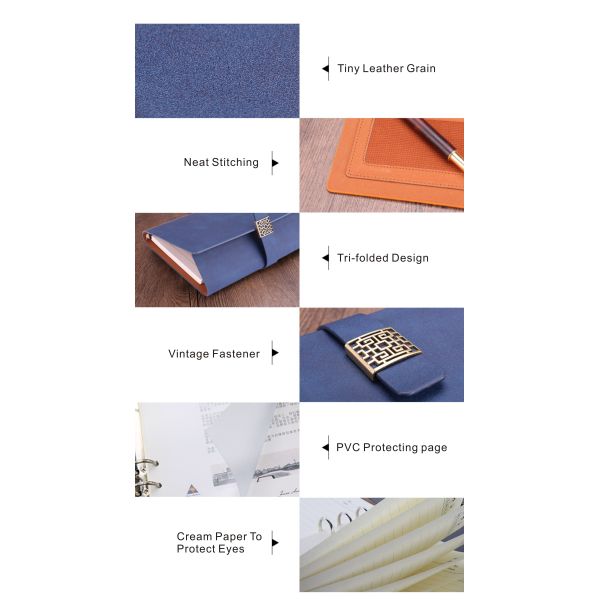 A5 142x208mm PU or Fabric material weekly monthly ring binder planner