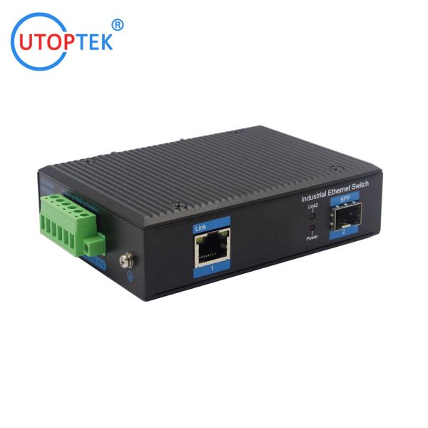 UT11GP-SFP 10/100/1000M 1SFP+POE+ 30W unmanaged industrial media converter DIN Rail sfp switch converter