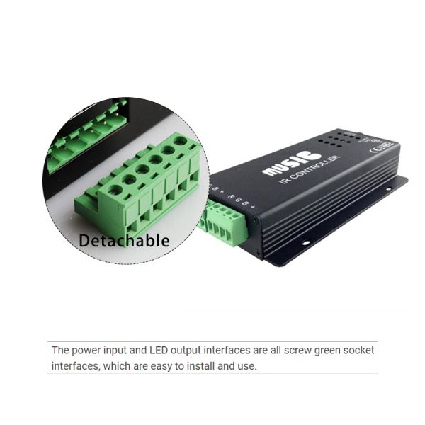 12A LED Strip Light Controller , Sound Sensitive 24 Key IR Remote Controller