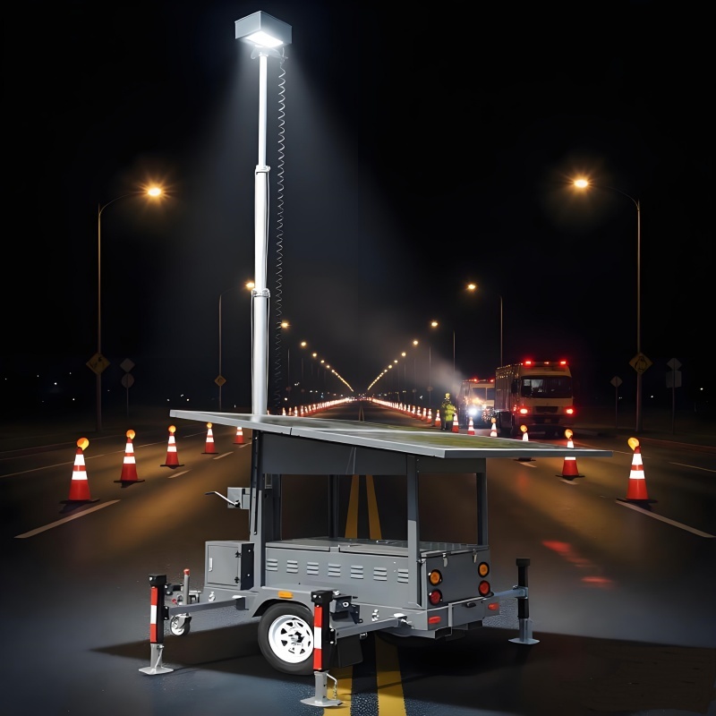 IP65 Protection Grade Mobile Solar Light Tower High Angle Large Range Lighting Mining Trailer Light Tower