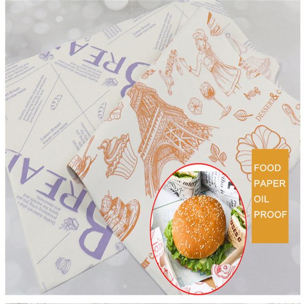 Food Grade Waxed Paper Customize Logo Greaseproof Burger Wrap Paper