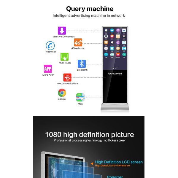 Full HD 1080P IR Multi Touch Screen Display Kiosk With Android Wifi System For Hospital