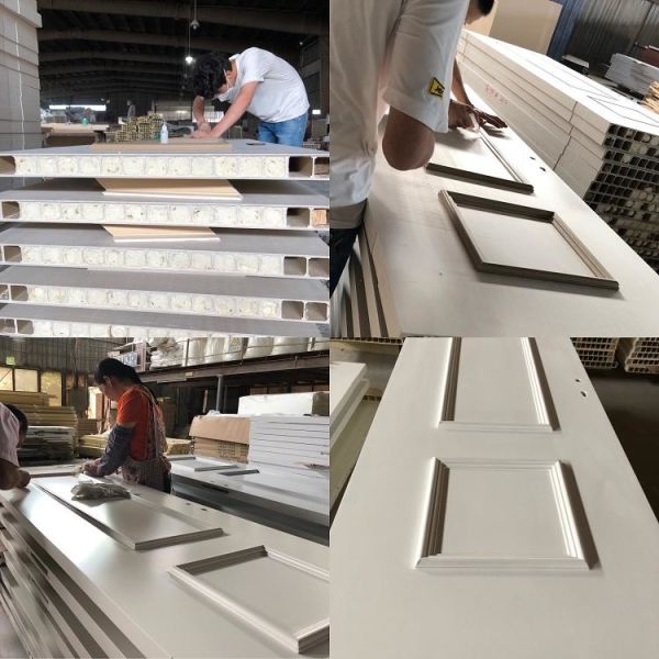 Modern Solid Wood Residential WPC Doors PVC Customized Anti Flaming Features