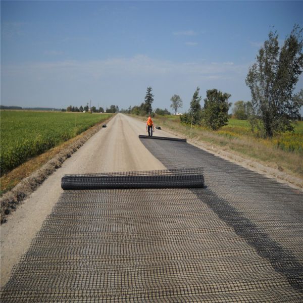Geotextile for Roadbed Solidification 1m-6m Width 80-80 PET Biaxial Polyester Geogrid